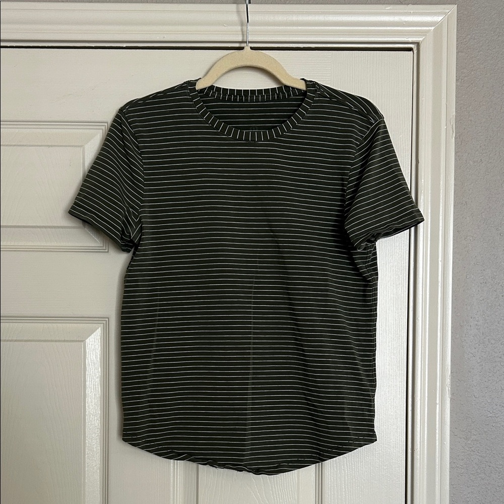 Lululemon olive and White Striped Love T-Shirt
